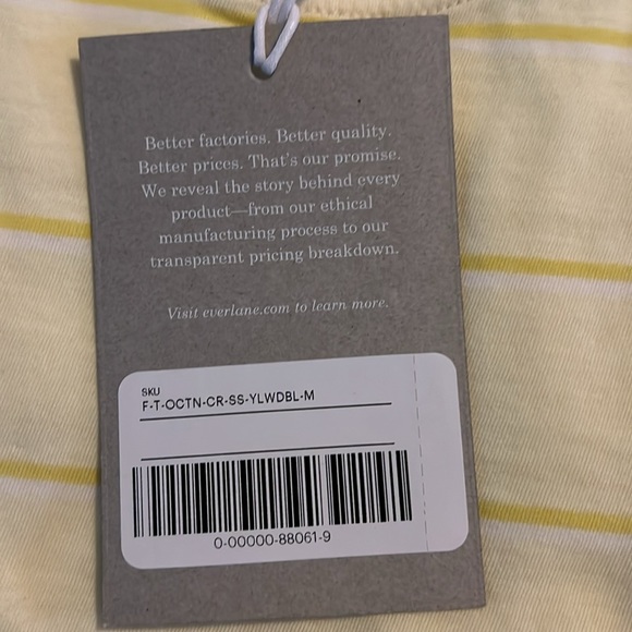 Everlane The Organic Cotton TShirt Yellow Stripe Size Medium - NWT - Picture 3 of 7